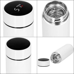 Springos Termos 500 ml ze stali nierdzewnej kubek termiczny z wyświetlaczem temp. biały UNIWERSALNY 19