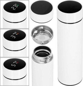 Springos Termos 500 ml ze stali nierdzewnej kubek termiczny z wyświetlaczem temp. biały UNIWERSALNY 5