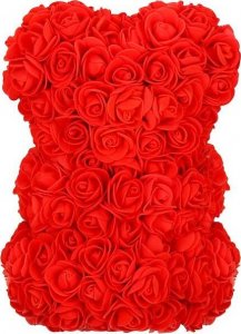 Springos Miś z płatków róż czerwony z sercem, 30 cm rose bear z lampkami LED biały ciepły UNIWERSALNY 7