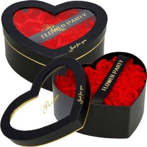 Springos Mydlane róże 19 szt. flower box zestaw kwiatów w pudełku serce czerwone UNIWERSALNY 1