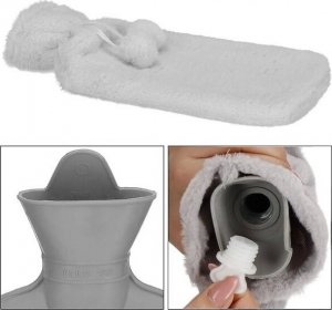 Springos Termofor gumowy z pluszowym pokrowcem ogrzewacz do rąk 2L szary UNIWERSALNY 11