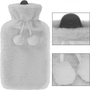 Springos Termofor gumowy z pluszowym pokrowcem ogrzewacz do rąk 2L szary UNIWERSALNY 12