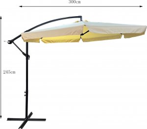 Fancy Garden Parasol ogrodowy CYNIA 245x300x300 z korbką składany solidny beżowy 3