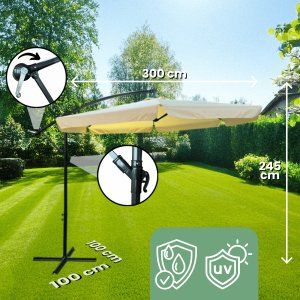 Fancy Garden Parasol ogrodowy CYNIA 245x300x300 z korbką składany solidny beżowy 10