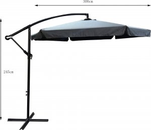 Fancy Garden Parasol ogrodowy CYNIA 245x300x300 z korbką składany solidny ciemnoszary 3
