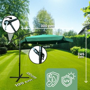 Fancy Garden Parasol ogrodowy CYNIA 245x300x300 z korbką składany solidny ciemnozielony 10