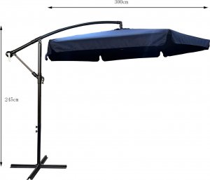 Fancy Garden Parasol ogrodowy CYNIA 245x300x300 z korbką składany solidny granatowy 3
