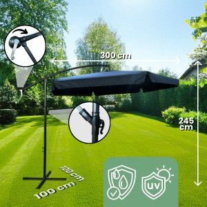 Fancy Garden Parasol ogrodowy CYNIA 245x300x300 z korbką składany solidny granatowy 10