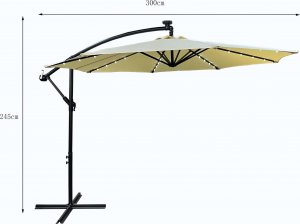 Fancy Garden Parasol ogrodowy MILIN 245x300x300 duży z oświetleniem LED z wysięgnikiem beżowy 3