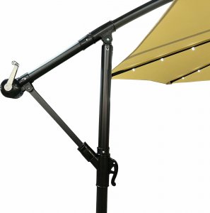 Fancy Garden Parasol ogrodowy MILIN 245x300x300 duży z oświetleniem LED z wysięgnikiem beżowy 4