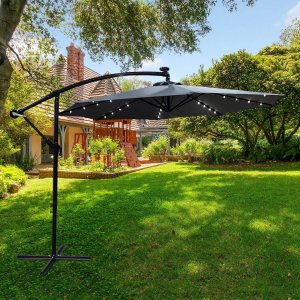 Fancy Garden Parasol ogrodowy MILIN 245x300x300 duży z oświetleniem LED z wysięgnikiem ciemnoszary 11