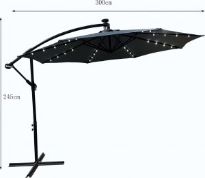 Fancy Garden Parasol ogrodowy MILIN 245x300x300 duży z oświetleniem LED z wysięgnikiem ciemnoszary 3