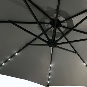 Fancy Garden Parasol ogrodowy MILIN 245x300x300 duży z oświetleniem LED z wysięgnikiem jasnoszary 5