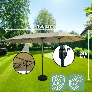 Fancy Garden Parasol ogrodowy TILIA 245x270x460 duży solidny składany z korbką beżowy 8