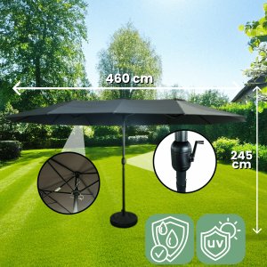 Fancy Garden Parasol ogrodowy TILIA 245x270x460 duży solidny składany z korbką ciemnoszary 8