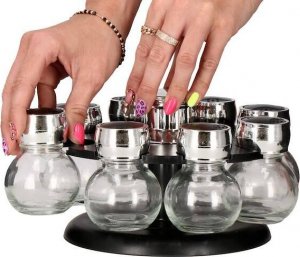 Springos Stojak na przyprawy 8 szt. obrotowy słoiczki przyprawnik UNIWERSALNY 4