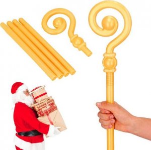 Springos Laska św. Mikołaja 145cm, pastorał składany złoty UNIWERSALNY 6