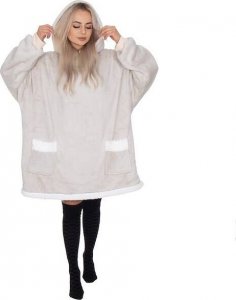Springos Kocobluza damska męska oversize koc bluza 2w1 z kapturem XXL ciepła jasnoszara UNIWERSALNY 11