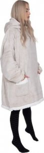 Springos Kocobluza damska męska oversize koc bluza 2w1 z kapturem XXL ciepła jasnoszara UNIWERSALNY 2