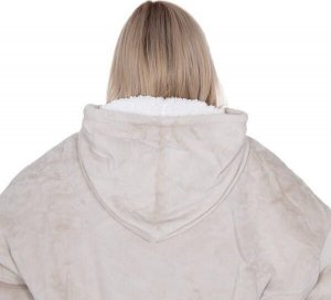 Springos Kocobluza damska męska oversize koc bluza 2w1 z kapturem XXL ciepła jasnoszara UNIWERSALNY 3