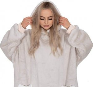 Springos Kocobluza damska męska oversize koc bluza 2w1 z kapturem XXL ciepła jasnoszara UNIWERSALNY 7