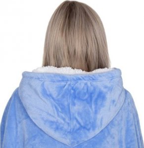 Springos Kocobluza damska męska oversize koc bluza 2w1 z kapturem XXL ciepła jasnoniebieska UNIWERSALNY 15