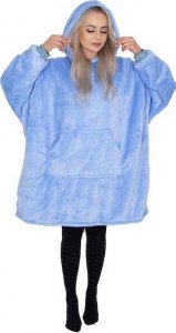 Springos Kocobluza damska męska oversize koc bluza 2w1 z kapturem XXL ciepła jasnoniebieska UNIWERSALNY 2