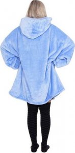 Springos Kocobluza damska męska oversize koc bluza 2w1 z kapturem XXL ciepła jasnoniebieska UNIWERSALNY 7