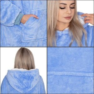 Springos Kocobluza damska męska oversize koc bluza 2w1 z kapturem XXL ciepła jasnoniebieska UNIWERSALNY 9