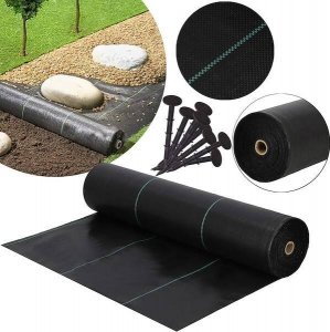 Springos Agrowłóknina antychwastowa agrotkanina 90g czarna mata 0,8x100m + kotwy mocujące 50 szt. kołki UNIWERSALNY 3
