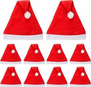 Springos Czapka Mikołaja 10 szt. mikołajki strój czerwona UNIWERSALNY 9