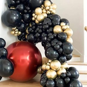 Springos Balony na urodziny 100 szt. dekoracje złoty/czarny UNIWERSALNY 4