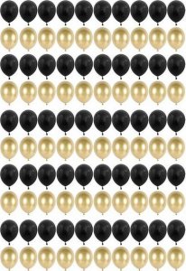 Springos Balony na urodziny 100 szt. dekoracje złoty/czarny UNIWERSALNY 8