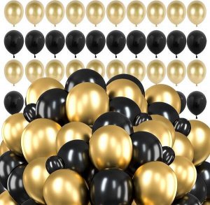 Springos Balony na urodziny 100 szt. dekoracje złoty/czarny UNIWERSALNY 9