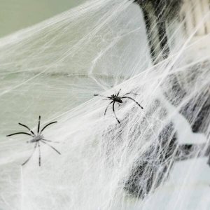 Springos Dekoracja na Halloween pajęczyna z 2 pająkami 20g ozdoba sieć pajęcza 1,9 m UNIWERSALNY 4