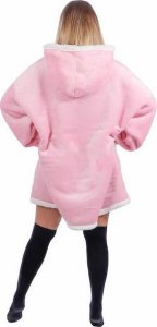 Springos Kocobluza damska oversize koc bluza 2w1 z kapturem ciepła różowa UNIWERSALNY 12