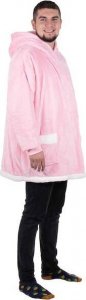 Springos Kocobluza damska oversize koc bluza 2w1 z kapturem ciepła różowa UNIWERSALNY 20