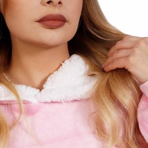 Springos Kocobluza damska oversize koc bluza 2w1 z kapturem ciepła różowa UNIWERSALNY 22