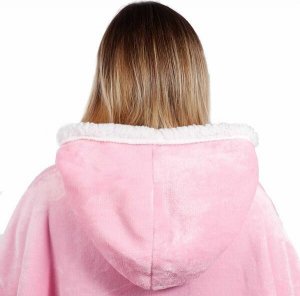 Springos Kocobluza damska oversize koc bluza 2w1 z kapturem ciepła różowa UNIWERSALNY 25