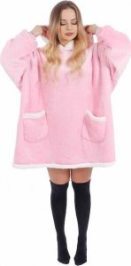 Springos Kocobluza damska oversize koc bluza 2w1 z kapturem ciepła różowa UNIWERSALNY 34