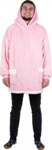 Springos Kocobluza damska oversize koc bluza 2w1 z kapturem ciepła różowa UNIWERSALNY 35