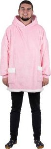 Springos Kocobluza damska oversize koc bluza 2w1 z kapturem ciepła różowa UNIWERSALNY 36