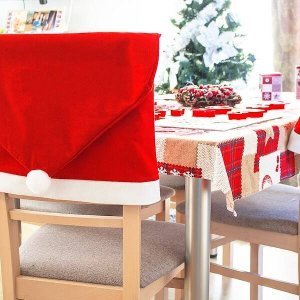 Springos Pokrowiec na krzesło, czapka Mikołaja czerwona zestaw 6 szt. UNIWERSALNY 17