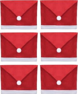 Springos Pokrowiec na krzesło, czapka Mikołaja czerwona zestaw 6 szt. UNIWERSALNY 3