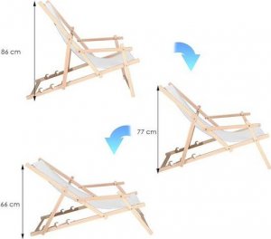 Springos Leżak drewniany z podłokietnikami niebiesko-biały UNIWERSALNY 9