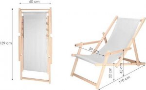 Springos Leżak drewniany z podłokietnikami niebiesko-biały UNIWERSALNY 10