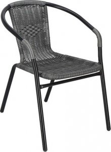 Springos Krzesło ogrodowe, plecione na taras metalowe szare wys. 73 cm UNIWERSALNY 1