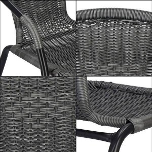Springos Krzesło ogrodowe, plecione na taras metalowe szare wys. 73 cm UNIWERSALNY 2