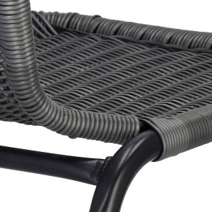 Springos Krzesło ogrodowe, plecione na taras metalowe szare wys. 73 cm UNIWERSALNY 3