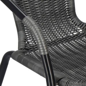 Springos Krzesło ogrodowe, plecione na taras metalowe szare wys. 73 cm UNIWERSALNY 7